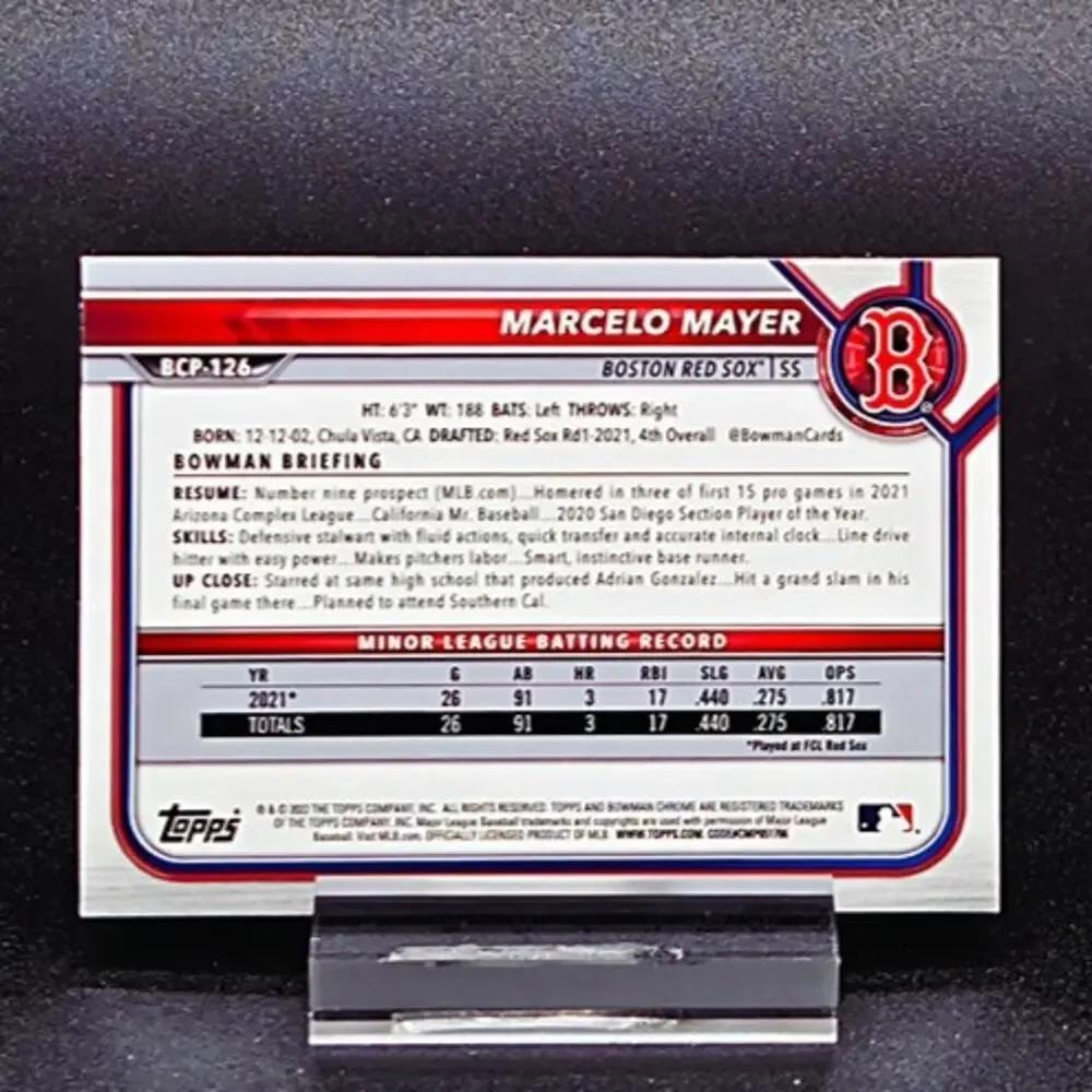 Marcelo Mayer Bowman Chrome Prospect Rockets Foil RC Boston Red Sox Top Prospect